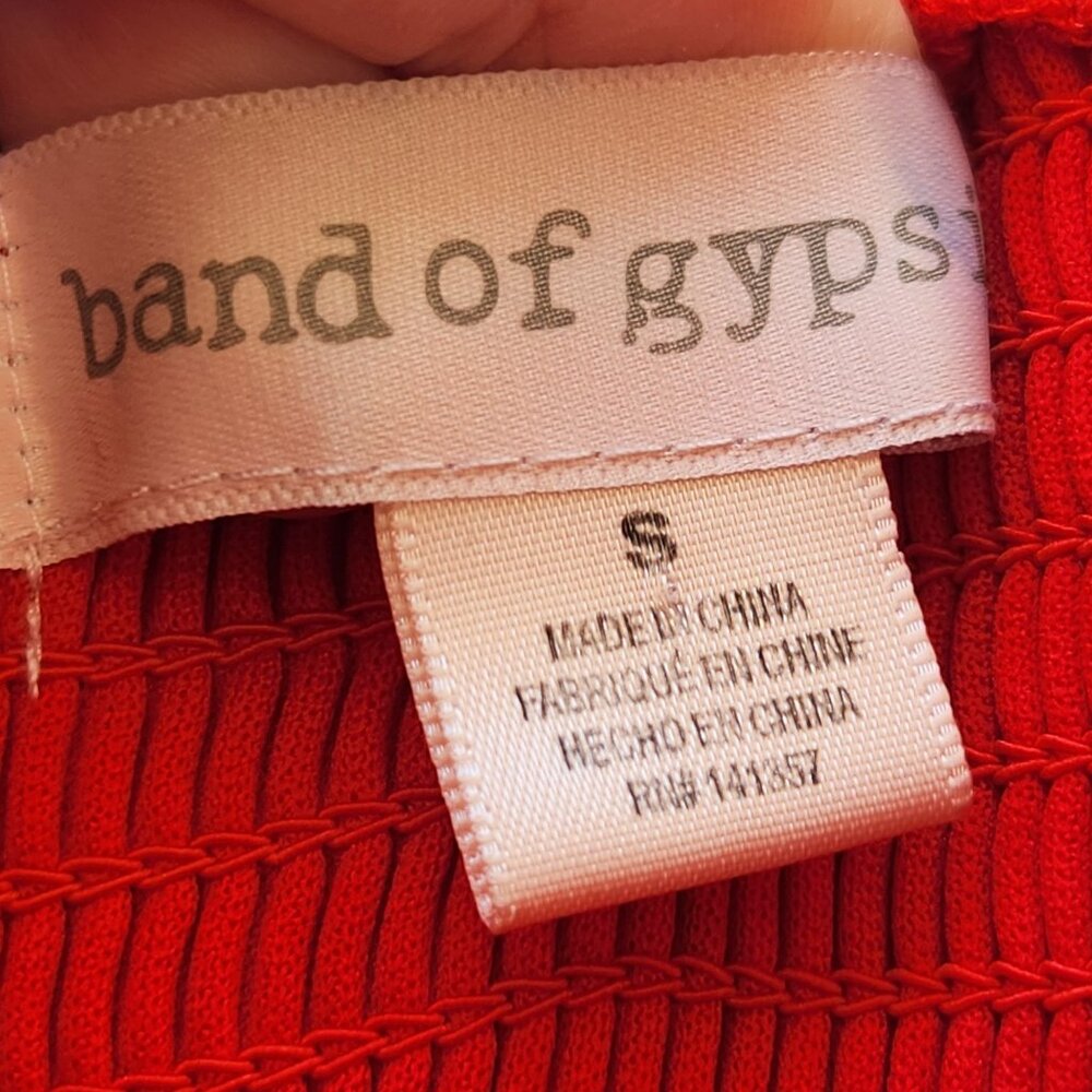 Band Of Gypsies BOG Collective Red Floral Strapless Jumpsuit Summer Boho Flowy - Picture 10 of 13